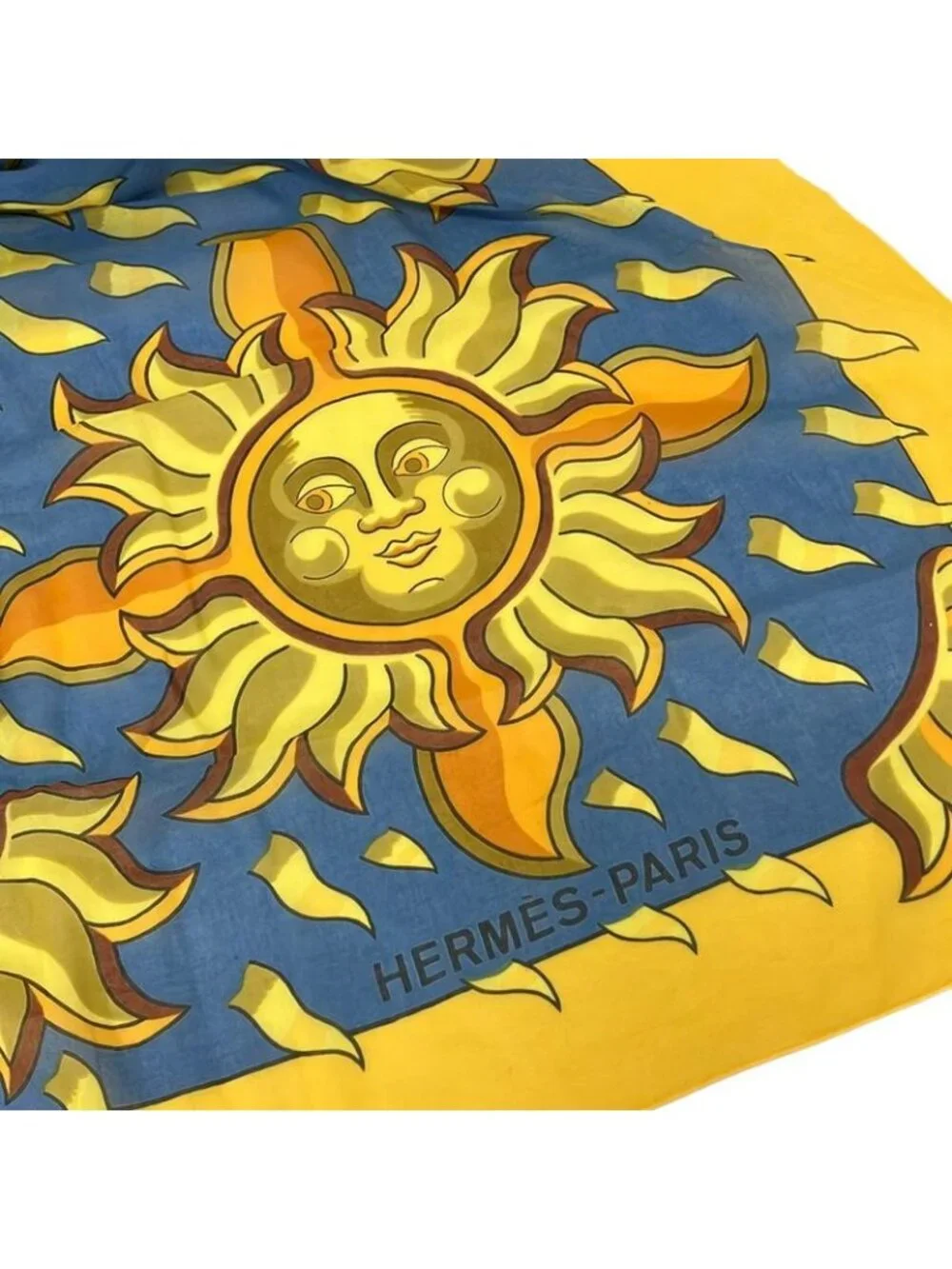 Hermes Shawl Yellow Blue Multi Sun Pareo Cotton Scarf - Picture 4 of 7